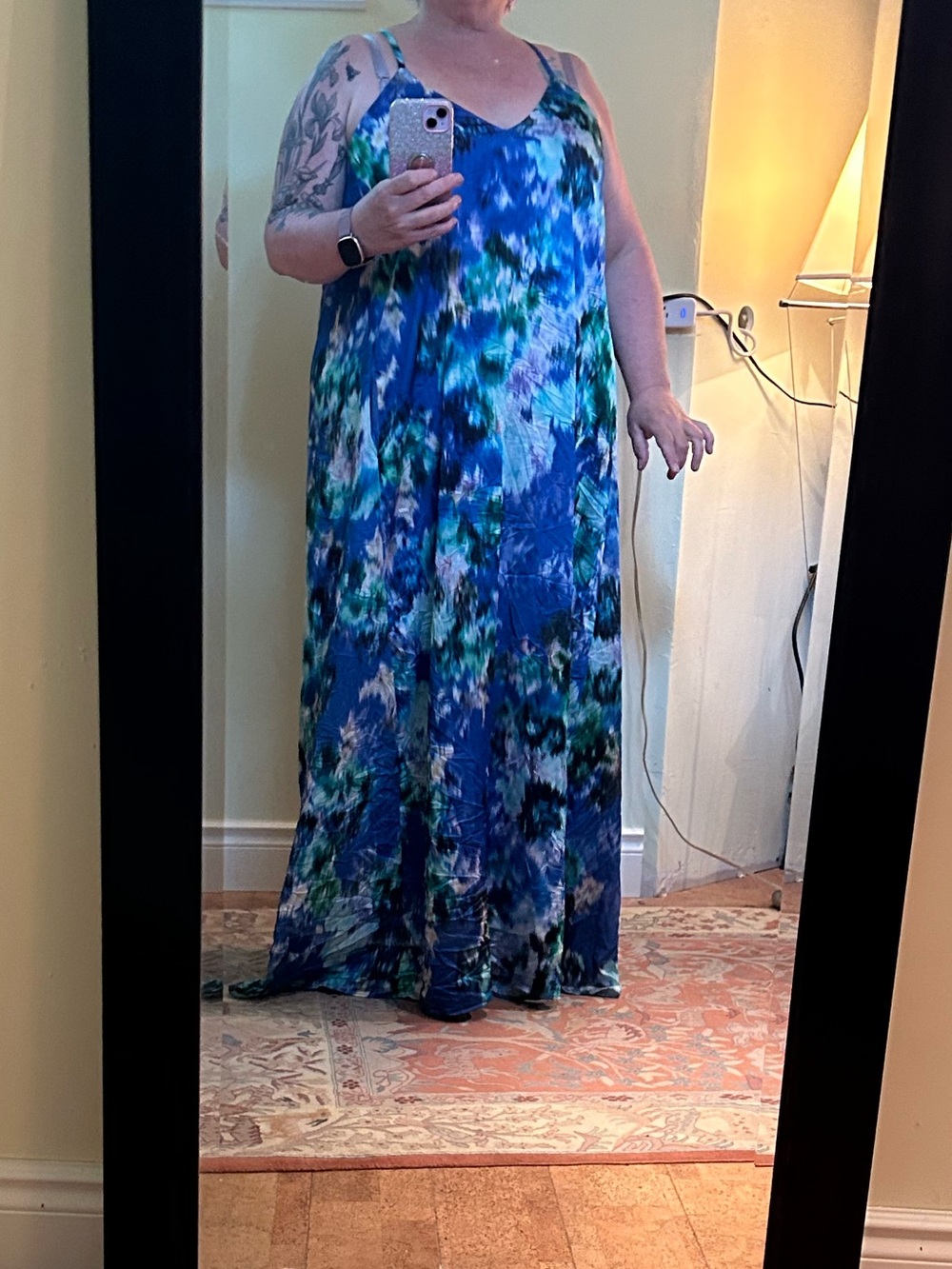 Nicole Miller Blue & Green Maxi Dress